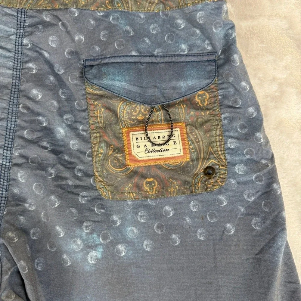 Billabong‎ Board Shorts Men Size 33 Blue Paisley Pocket Swim Trunks